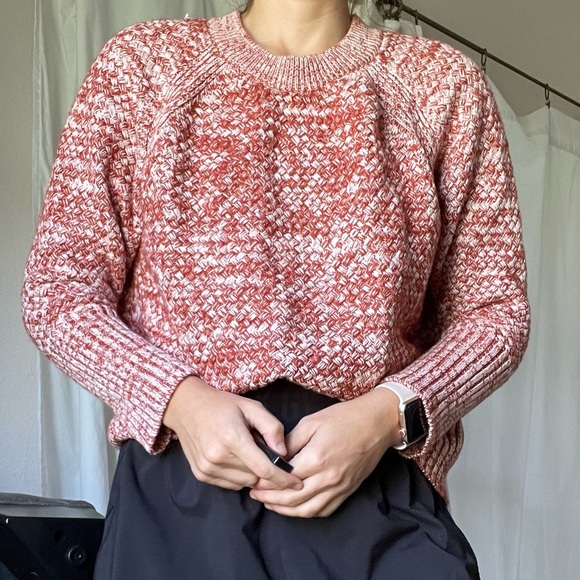 ๐Universal Thread Burnt Orange and White Chunky Knit Like Sweater XL - Picture 1 of 6
